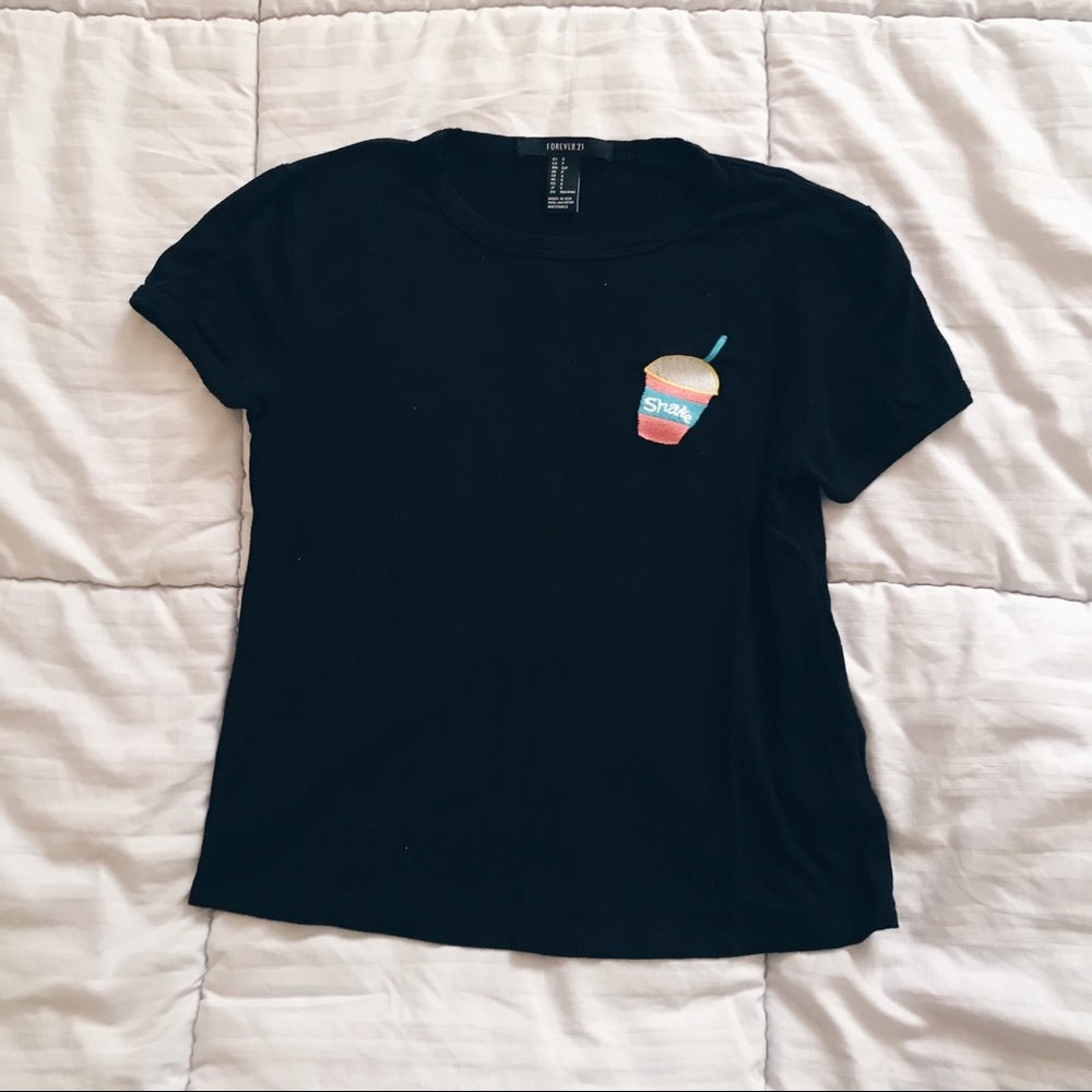 forever 21 black milkshake crop top